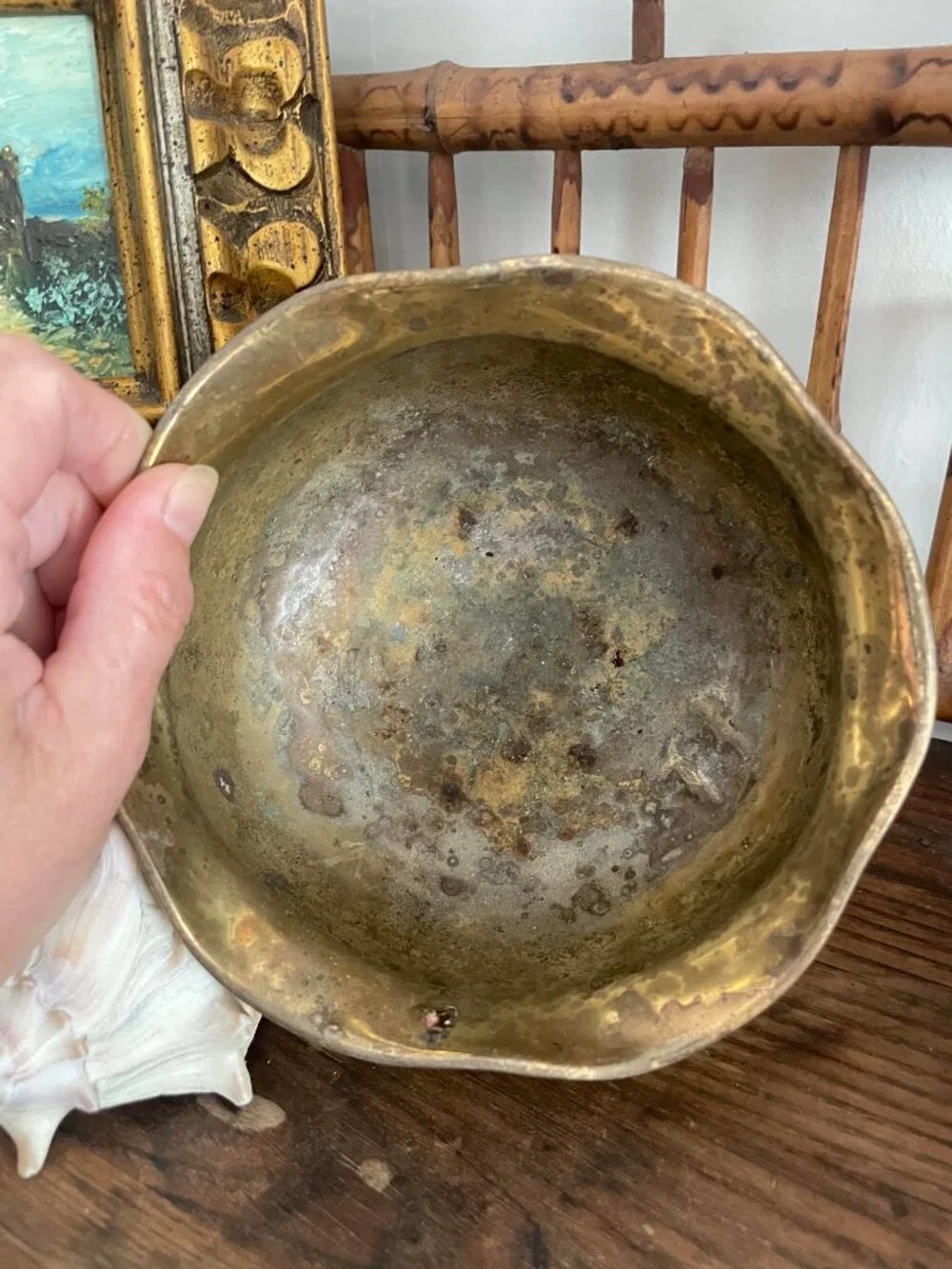 3 piece Vintage Brass Decor Collection Hammered Brass Bowl, Goblet & cachepot
